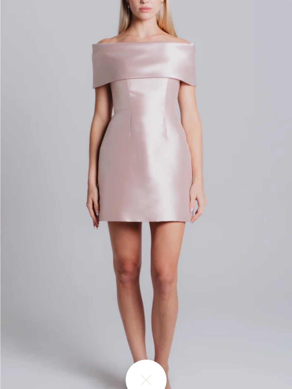 NWT Catherine Regehr Off-Shoulder Silk Mini Dress in Pale Pink size 0
